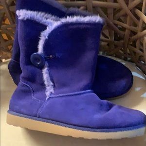 New SO Womens Faux Suede Faux Fur Boots 9 Purple